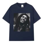 Jamaican Singer Bob Marley Smile Navy Blue Men's T-Shirt