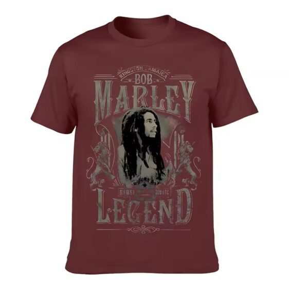 Kingston Jamaica Bob Marley Graphic Burgundy Men's T-Shirt