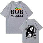 Let The Music Rock Me Bob Marley Flag Art Gray Men's T-Shirt