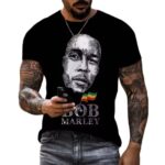 Music Icon Bob Marley Black Artistic Portrait Men's T-Shirt