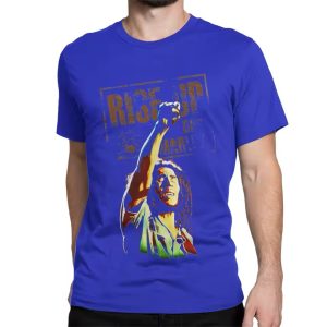 Music Icon Bob Marley Rise Up Grunge Blue Men's T-Shirt