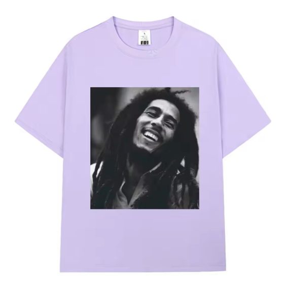 Music Icon Bob Marley Smiling Light Purple Men's T-Shirt