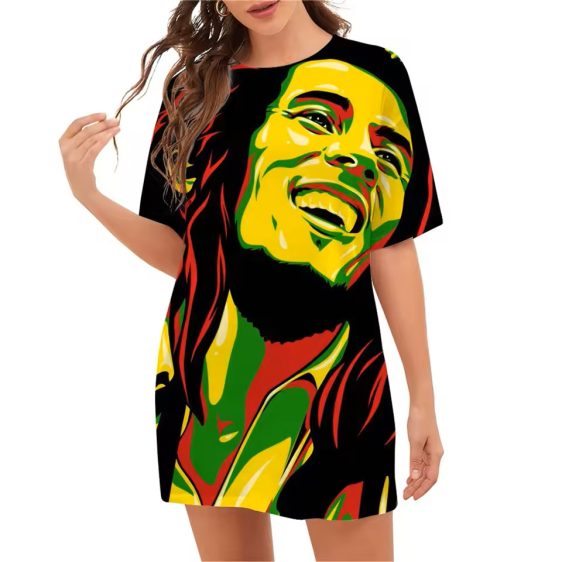 Music Icon Bob Marley Smiling Rasta Art Women's T-Shirt