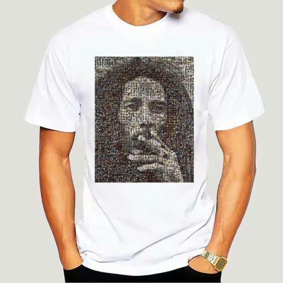 Music Icon Bob Marley Smoking Mosaic Art White Men's T-Shirt