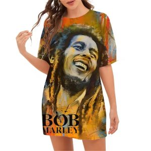 Music Legend Bob Marley Paint Burst Art Women's T-Shirt