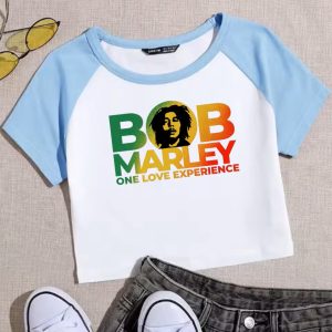 One Love Experience Bob Marley White & Blue Women's T-Shirt