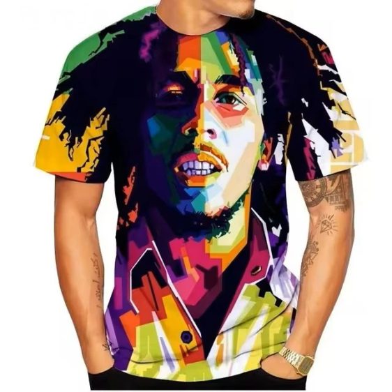 Rasta Bob Marley Geometric Pop Graphic Art Men's T-Shirt