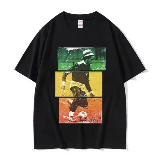 Rasta Bob Marley Playing Soccer Black Graphic Men's T-Shirt