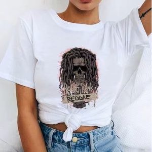 Rasta Rock Reggae Bob Marley Skull Dreadlocks Women's T-Shirt