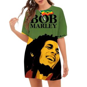 Rasta Singer Bob Marley Jamaican Flag Art Women's T-Shirt