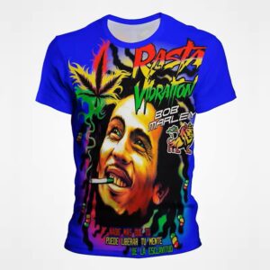 Rasta Vibration Bob Marley Vibrant Psychedelic Men's T-Shirt