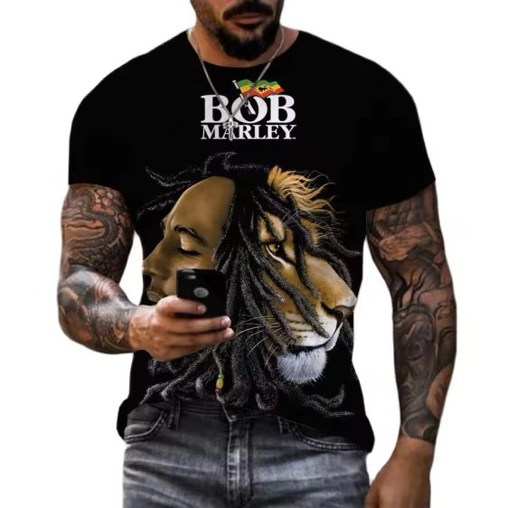 Regal Lion Bob Marley Fusion Jamaican Flag Men's T-Shirt