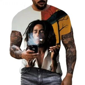 Reggae Artist Bob Marley Artistic Smoking Men's T-Shirt