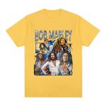 Reggae Artist Bob Marley Photo Graphic Yellow Men's T-Shirt
