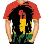 Reggae Artist Bob Marley Rasta Flag Silhouette Men's T-Shirt