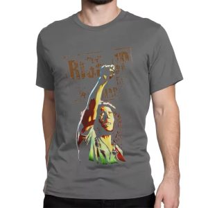 Reggae Artist Bob Marley Rise Up Inspirational Gray T-Shirt