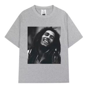 Reggae Artist Bob Marley Smiling Light Gray Men's T-Shirt