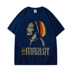 Reggae Artist Bob Marley Tribute Navy Blue Men's T-Shirt