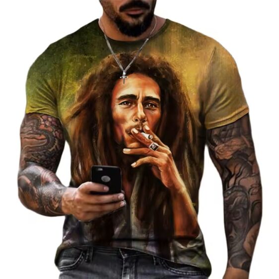 Reggae Legend Bob Marley Artistic Portrait Men's T-Shirt