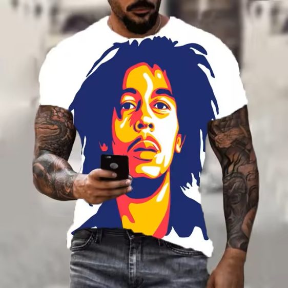 Reggae Music Legend Bob Marley Face Pop Art Men's T-Shirt