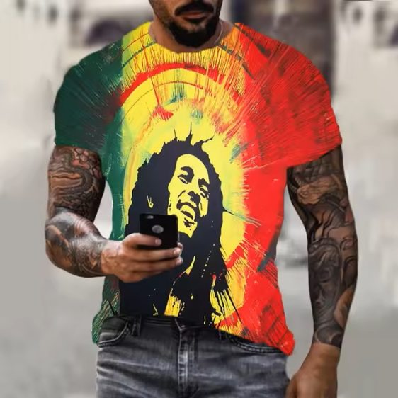 Reggae Pioneer Bob Marley Radiant Rasta Burst Men's T-Shirt