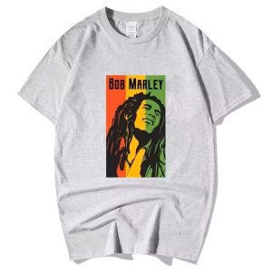 Reggae Singer Bob Marley Rasta Colors Art Gray Men's T-Shirt