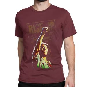 Reggae Spirit Bob Marley Rise Up Grunge Maroon Men's T-Shirt