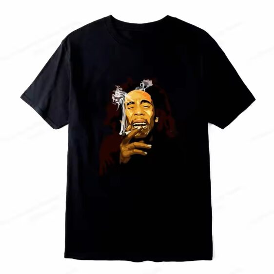 Smoking Bob Marley Chill Vibes Graphic Black Men's T-Shirt