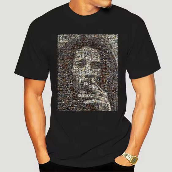 Smoking Bob Marley Mosaic Face Portrait Black Men's T-Shirt