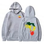 Abstract Bob Marley Africa Weed Leaf Logo Light Gray Hoodie