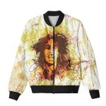 Abstract Graffiti Style Bob Marley White Bomber Jacket