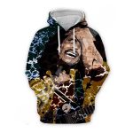 Abstract Psychedelic Bob Marley Guitar Graphic Hoodie