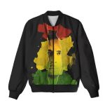 Abstract Rasta Color Bob Marley Art Black Bomber Jacket