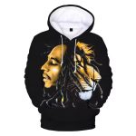 Black Bob Marley Majestic Regal Lion Face Fusion Hoodie