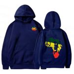 Bob Marley Africa Map Rasta Peace Symbol Navy Blue Hoodie