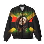 Bob Marley Jamaican Flag Design Black Bomber Jacket