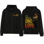 Bob Marley Live Concert Pose One Love Icon Black Zip Hoodie