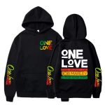Bob Marley & The Wailers One Love Text Print Black Hoodie