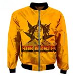 Bright Yellow Bob Marley Leaf Graphic Design Bomber Jacket