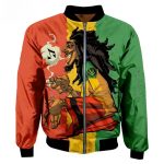 Cartoon Bob Marley Rasta Colors Smoke Art Bomber Jacket