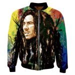 Color Splash Bob Marley Artistic Portrait Bomber Jacket