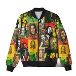 Colorful Bob Marley Collage Reggae Vibes Bomber Jacket