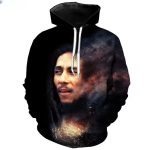 Cosmic Bob Marley Deep Galaxy Portrait Black Hoodie