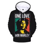 Iconic Bob Marley One Love Portrait Rasta Color Hoodie