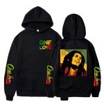 Iconic Bob Marley Smiling Rasta One Love Art Black Hoodie