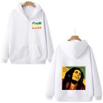 Jamaican Artist Bob Marley One Love White Zip-Up Hoodie
