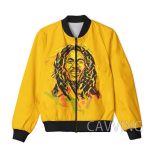 Jamaican Singer Bob Marley Abstract Art Yellow Bomber Jacket