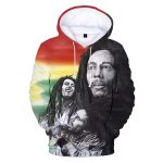 Jamaican Singer Bob Marley Monochrome Portrait Rasta Hoodie