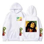 Love The Life You Live Bob Marley Quote Art White Hoodie