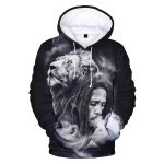 Monochrome Bob Marley Lion Smoke Artwork Print Hoodie